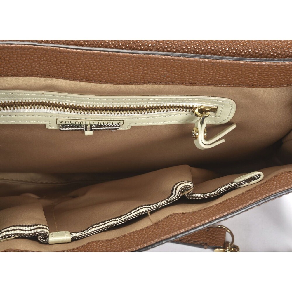 Henri Bendel Brown Pebbled Leather Flap Purse Magnetic Flap Closure - Picture 7 of 10